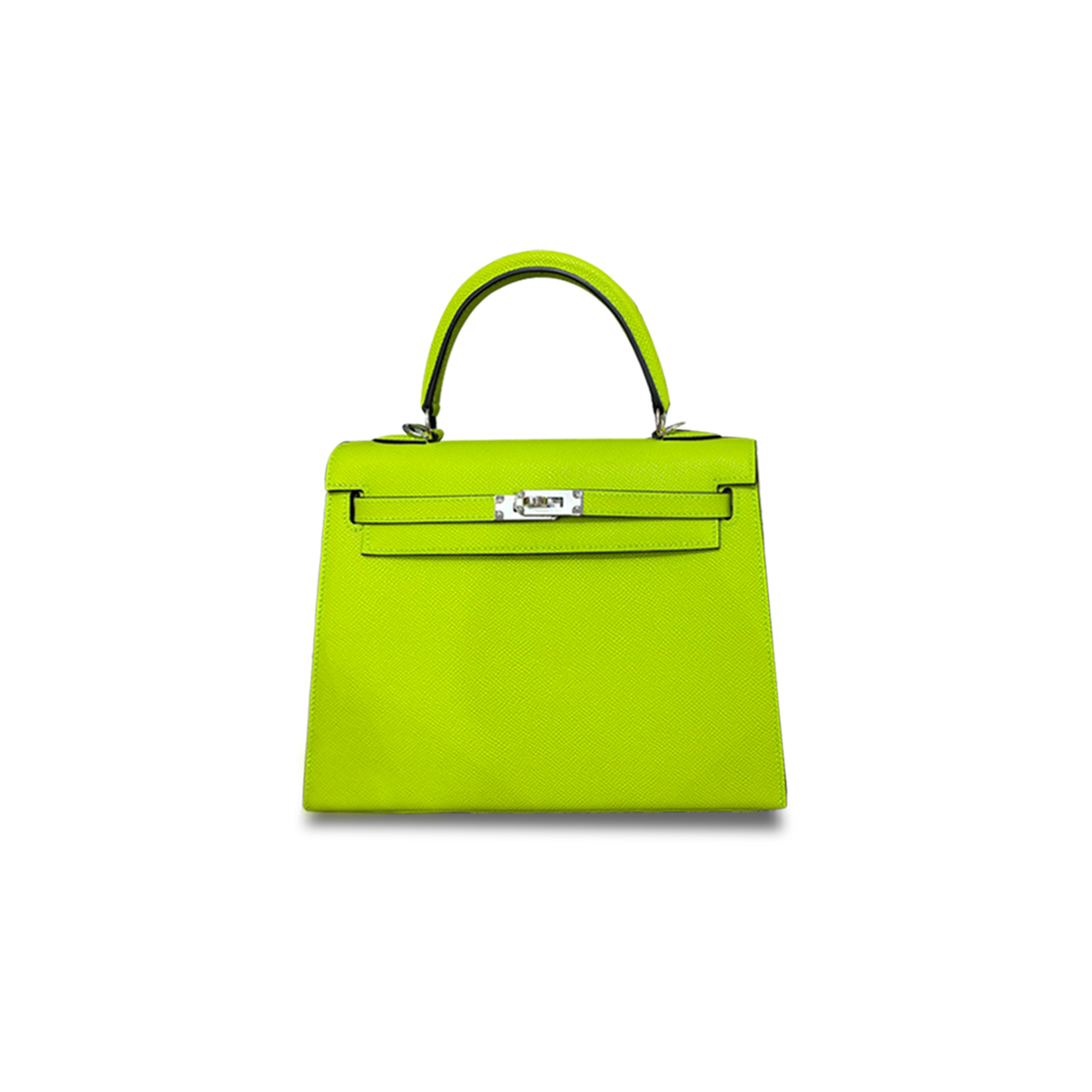 HERMÈS MASTER KELLY 25 EPSOM KIWI GREEN SILVER BUCKLE (25*17*7cm) 